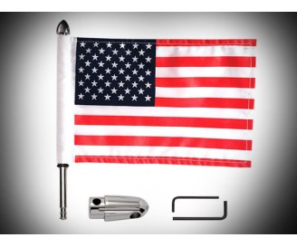 Round Luggage Rack Extended Flag Mount with USA Flag