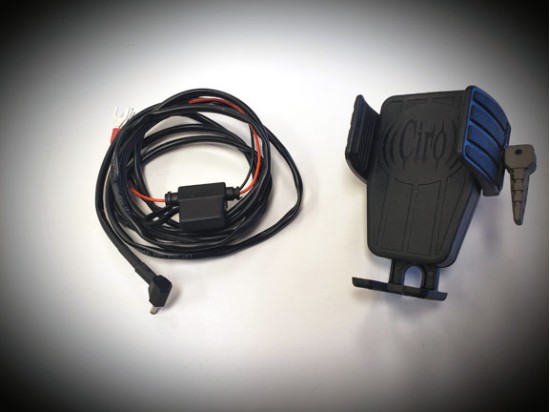 Cybercharger Motorcycle Driver Phone Holder with Wireless Charger